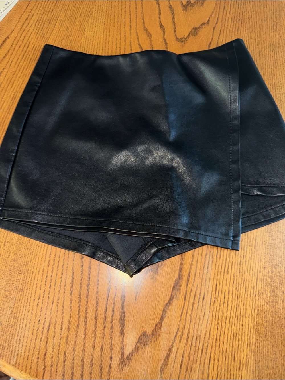 She + Sky Black Faux Leather Skort
